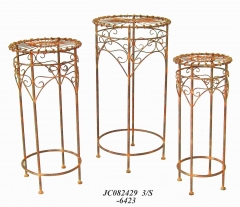 Decorative Rustic Wrought Iron Metal Outdoor Patio. S/3 PLANT STAND