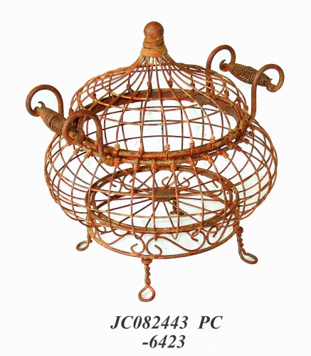 Decorative Rustic Wrought Iron Metal Outdoor Patio. BASKET