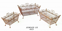 Decorative Rustic Wrought Iron Metal Outdoor Patio. S/3 BASKETS