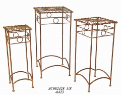 Decorative Rustic Wrought Iron Metal Outdoor Patio. S/3 PLANT STAND