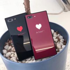 New Hot Seller Love Square Tempered Glass Case For iPhone 6 7 8 Plus X