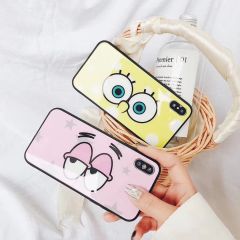 New Hot Seller SpongeBob And Patrick Star Tempered Glass Case For iPhone 6 7 8 Plus X