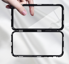 New Magnet Mental Frame With Tempered Glass Back Case For iPhone 6 7 8 Plus X XS XA
