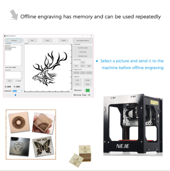 Hot Seller 2018 New NEJE DK-8-FKZ 1500mW USB Laser Engraver