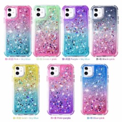New Amazing Transparent quicksand Double Color Hard TPU Case For iPhone Series
