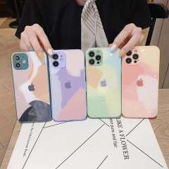 Good Design Morandi Liquid Glass Back Case for iphone 7-14 pro max