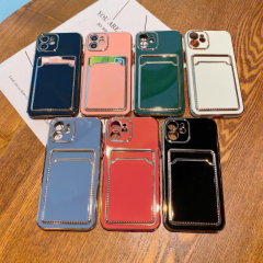 Electroplating Integrated Card Package Mobile Phone Case For iphone 7-14 pro max