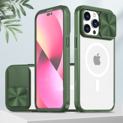 Transparent Sliding Window Magnetic Suction Wireless Charging Mobile Phone Case For iPhone 11-14 Series