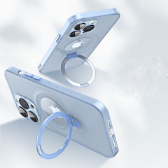 Transparent Frosted Camera Lens All-inclusive Magnetic Bracket TPU PC Case For iPhone 11-14 Pro Max