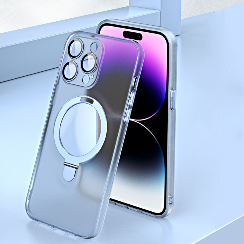 Transparent Frosted Camera Lens All-inclusive Magnetic Bracket TPU PC Case For iPhone 11-14 Pro Max