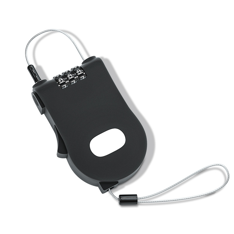 3-digit steel wire retractable rope lock ABS plastic travel lock helmet lock combination lock