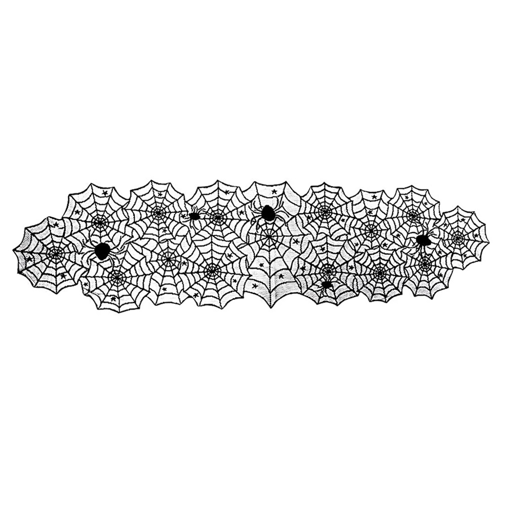 European and American foreign trade style black lace combination Halloween table runner Halloween spider web tablecloth ghost festival decorative cloth