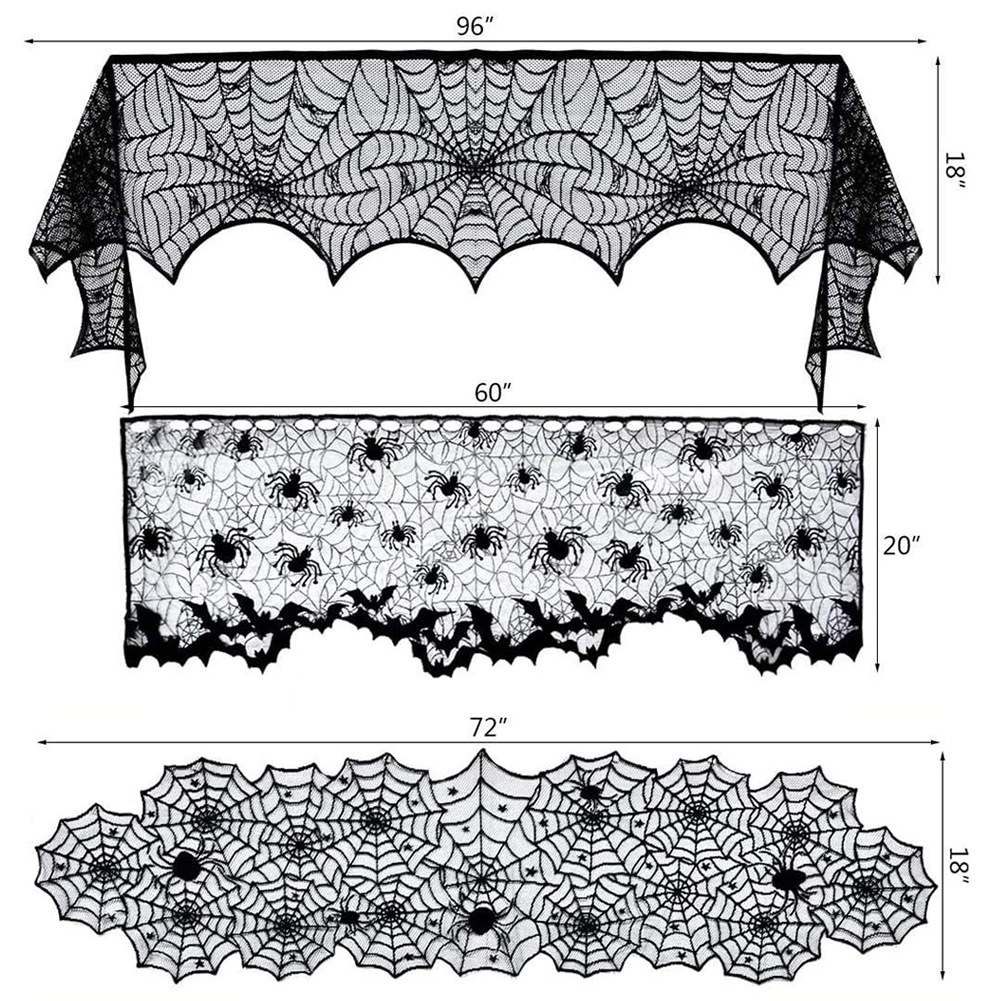European and American foreign trade style black lace combination Halloween table runner Halloween spider web tablecloth ghost festival decorative cloth
