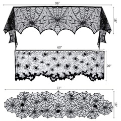 European and American foreign trade style black lace combination Halloween table runner Halloween spider web tablecloth ghost festival decorative cloth