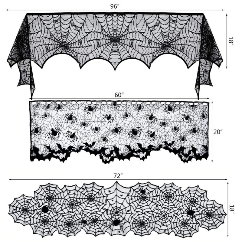 European and American foreign trade style black lace combination Halloween table runner Halloween spider web tablecloth ghost festival decorative cloth