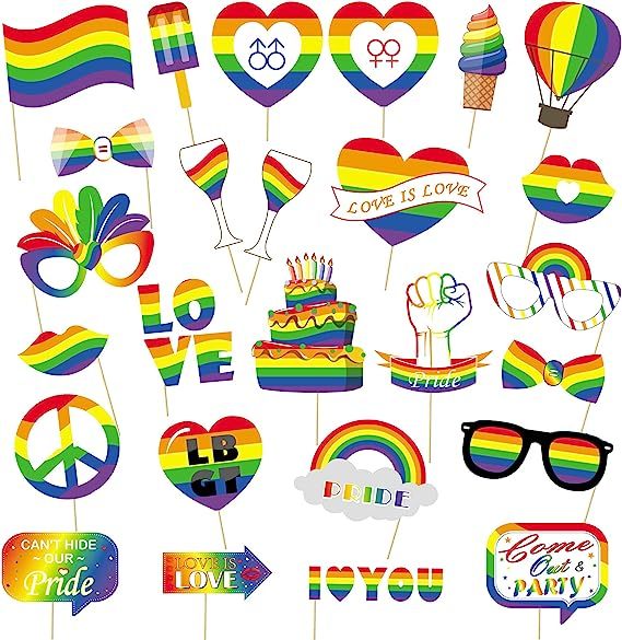 New 26-piece Set of Pride Month Rainbow Theme Photo Props Pride Day Party Funny Shooting