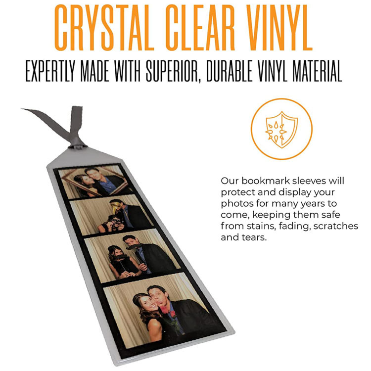 Photo Booth Bookmark Sleeve Insert Bookmark Clear Protective Film Wedding Ribbon Not Included