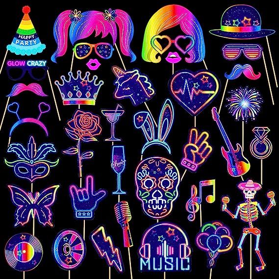 PZ245 25 luminous fluorescent theme glow birthday party theme birthday props supplies photo props