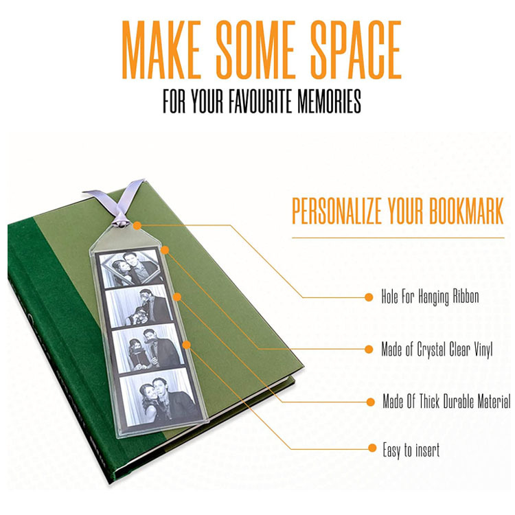 Photo Booth Bookmark Sleeve Insert Bookmark Clear Protective Film Wedding Ribbon Not Included