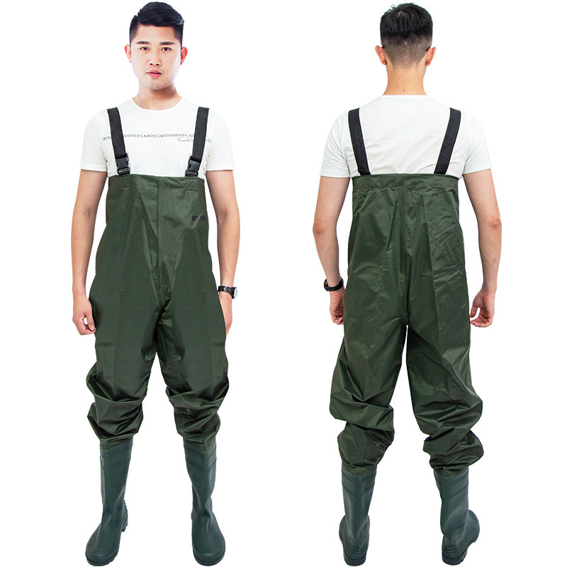 Lightweight waterproof wear-resistant nylon thickened water pants half-length one-piece rain pants fishing clothes reservoir suit