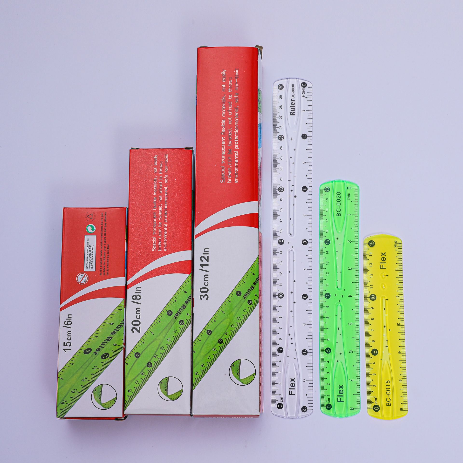 PVC color soft suit, bendable soft ruler 30cm soft ruler, candy-colored bendable ruler, folding ruler