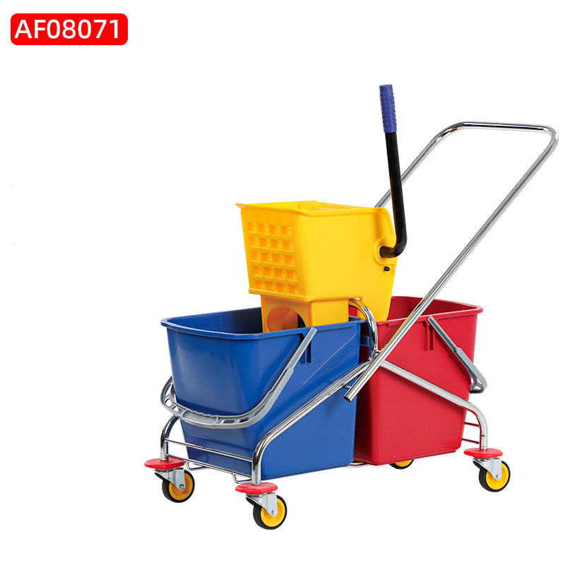 Baiyun double barrel water squeezing truck separate bucket 60L mop bucket hand squeeze water washing mop bucket squeezer water squeezer cleaning truck