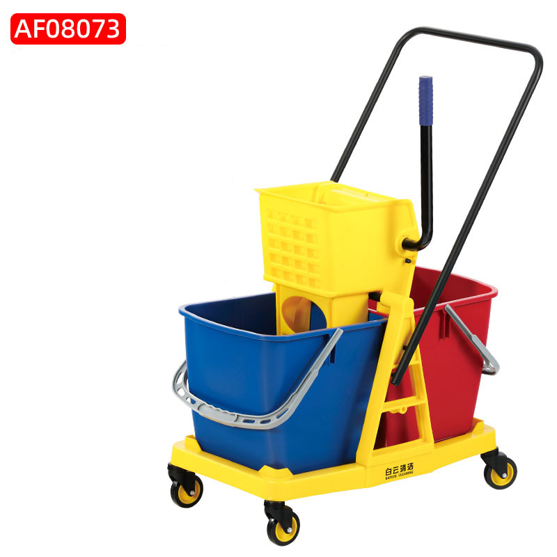 Baiyun double barrel water squeezing truck separate bucket 60L mop bucket hand squeeze water washing mop bucket squeezer water squeezer cleaning truck