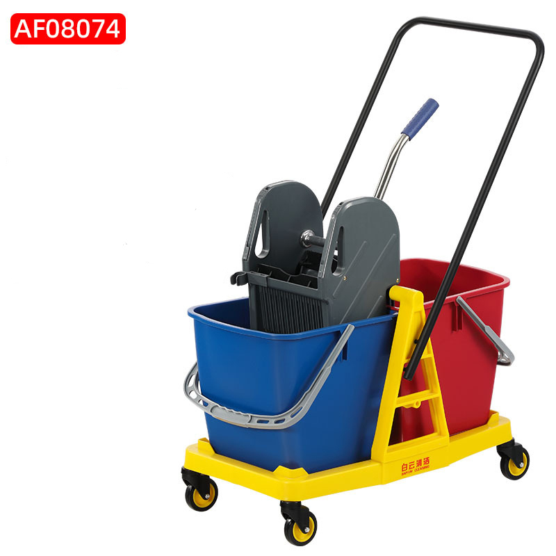 Baiyun double barrel water squeezing truck separate bucket 60L mop bucket hand squeeze water washing mop bucket squeezer water squeezer cleaning truck