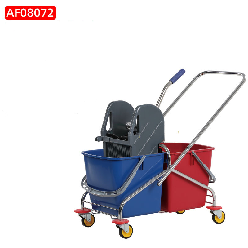 Baiyun double barrel water squeezing truck separate bucket 60L mop bucket hand squeeze water washing mop bucket squeezer water squeezer cleaning truck