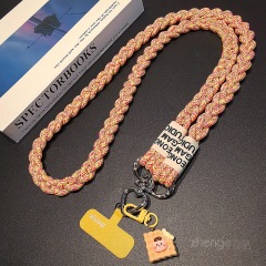 Mobile phone lanyard crossbody ponytail braided rope ins outdoor mobile phone strap ladies long travel tourism shopping