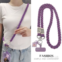Mobile phone lanyard crossbody ponytail braided rope ins outdoor mobile phone strap ladies long travel tourism shopping