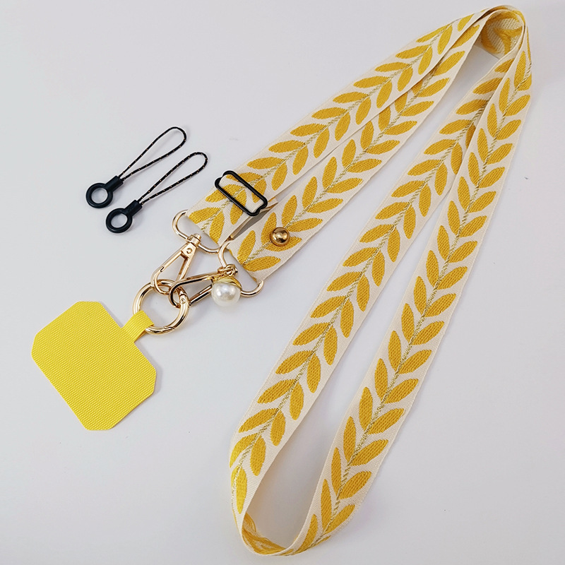 Mobile phone strap lanyard long crossbody shoulder chain pearl pendant pendant adjustable neck wide cloth shell cross-border