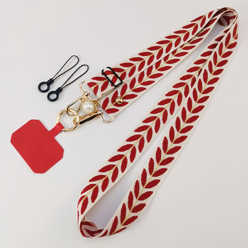 Mobile phone strap lanyard long crossbody shoulder chain pearl pendant pendant adjustable neck wide cloth shell cross-border
