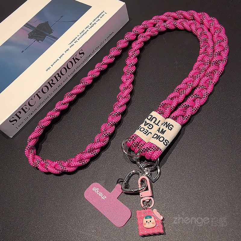 Mobile phone lanyard crossbody ponytail braided rope ins outdoor mobile phone strap ladies long travel tourism shopping