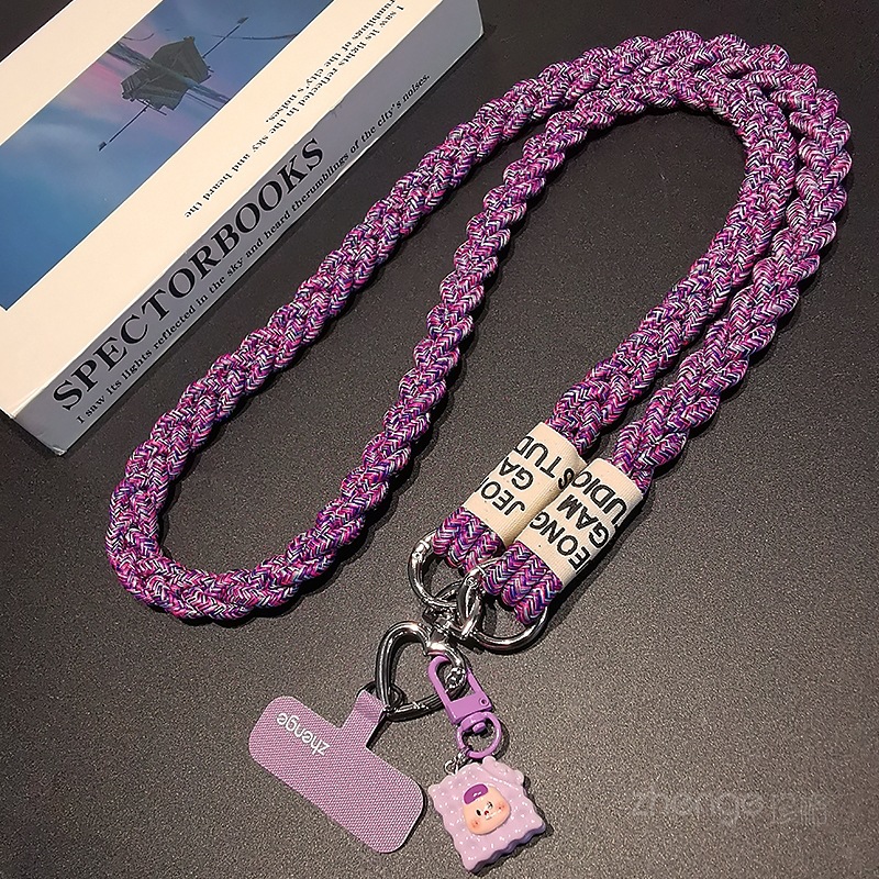 Mobile phone lanyard crossbody ponytail braided rope ins outdoor mobile phone strap ladies long travel tourism shopping