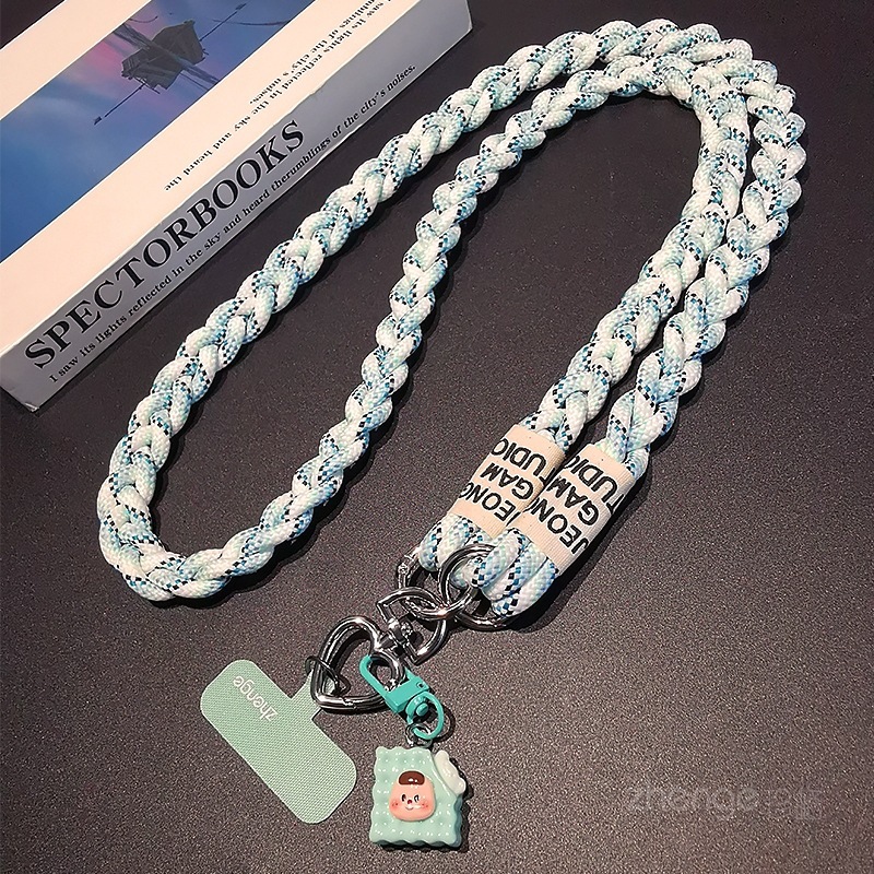 Mobile phone lanyard crossbody ponytail braided rope ins outdoor mobile phone strap ladies long travel tourism shopping