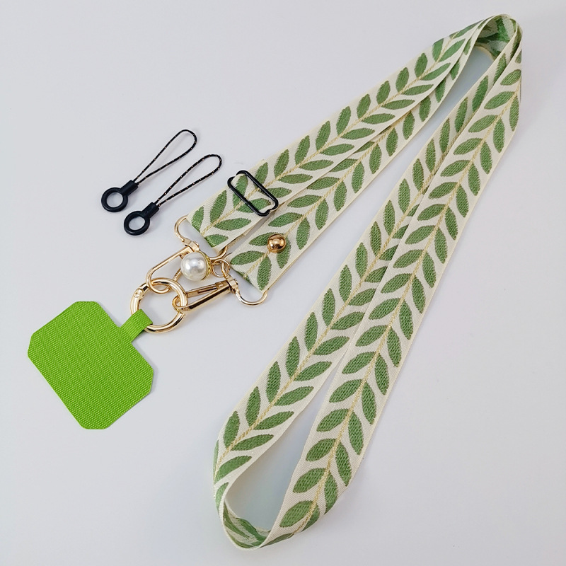 Mobile phone strap lanyard long crossbody shoulder chain pearl pendant pendant adjustable neck wide cloth shell cross-border