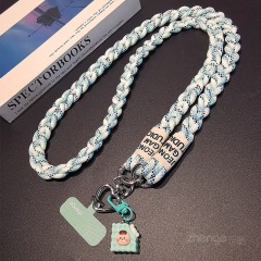 Mobile phone lanyard crossbody ponytail braided rope ins outdoor mobile phone strap ladies long travel tourism shopping