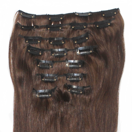 8pcs/set 140g straight clip in hair extension 20 inch #4 dark brown