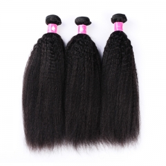 3-4 bundles Brazilian hair Peruvian Virgin Hair Kinky Straight 1B Natural Black Remy Human Hair Weave For Afro Women