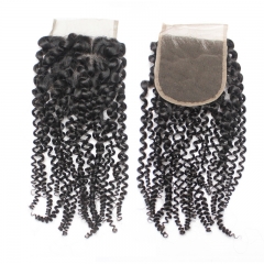 4x4 Kinky Curly Lace Closure Brazilian Hair Kinky Lace Closure Afro Kinky with Preplucked Hairline