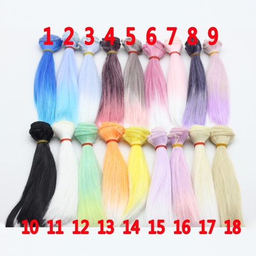 Synthetic hair Wigs Sample Straight Hair Wavy color 1pcs synthetic hair  pink blue purple colorfull color DOD AOD doll wig hair and closure
