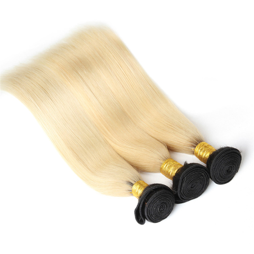 1B 613 Blonde Straight Hair Bundles Ombre Human Hair With Dark Roots