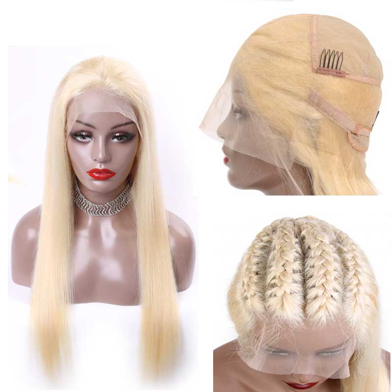 straight blonde lace front wig