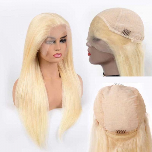 Pre plucked Virgin Human Hair Brazillian Body Wave Lace Front Wigs 150% Density 613 Blonde Soft Remy Glueless Human Hair Full Lace Wigs