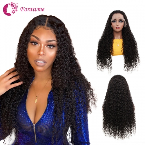 Real Human Hair Front Lace Wigs For Sale Deep Curly #1B Natural Black Middle Size Cap Soft Human Hair  Wig