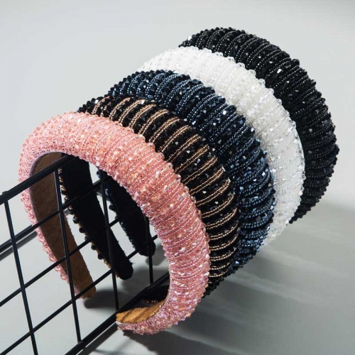 Handmade Pearl Headband Soft Velvet Fashion Padded Lining Hair Hoop Bridal Elegant Wedding Wide Headwear Accessories For Women and Girl