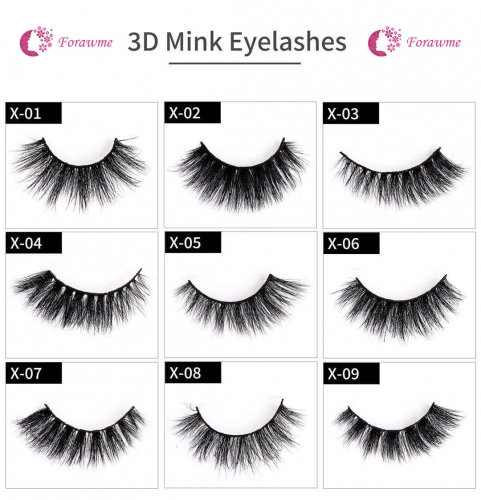 Forawme Alluring 3D Mink Fur False Eyelashes 100% Natural Soft Curl GenuinSiberian Mink Hair Hand-made Luxury Fashion Fake Lashes Premium Boxeyelashes