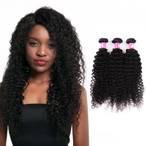 Unprocessed Deep Curly Brazilian Hair Bundles 1B Natural Black Soft Remy Human Hair  Weaves 300g/lot