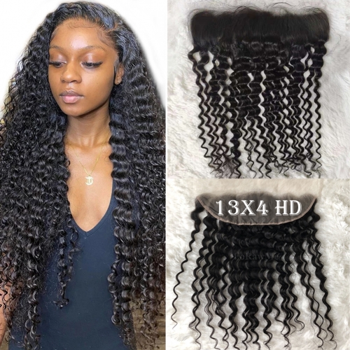 Deep Wave 13X4 Hd Lace Frontal Closure Brazilian Virgin Hair 13X6 Ear To Ear Swiss Lace Frontal Human Hair Pieces